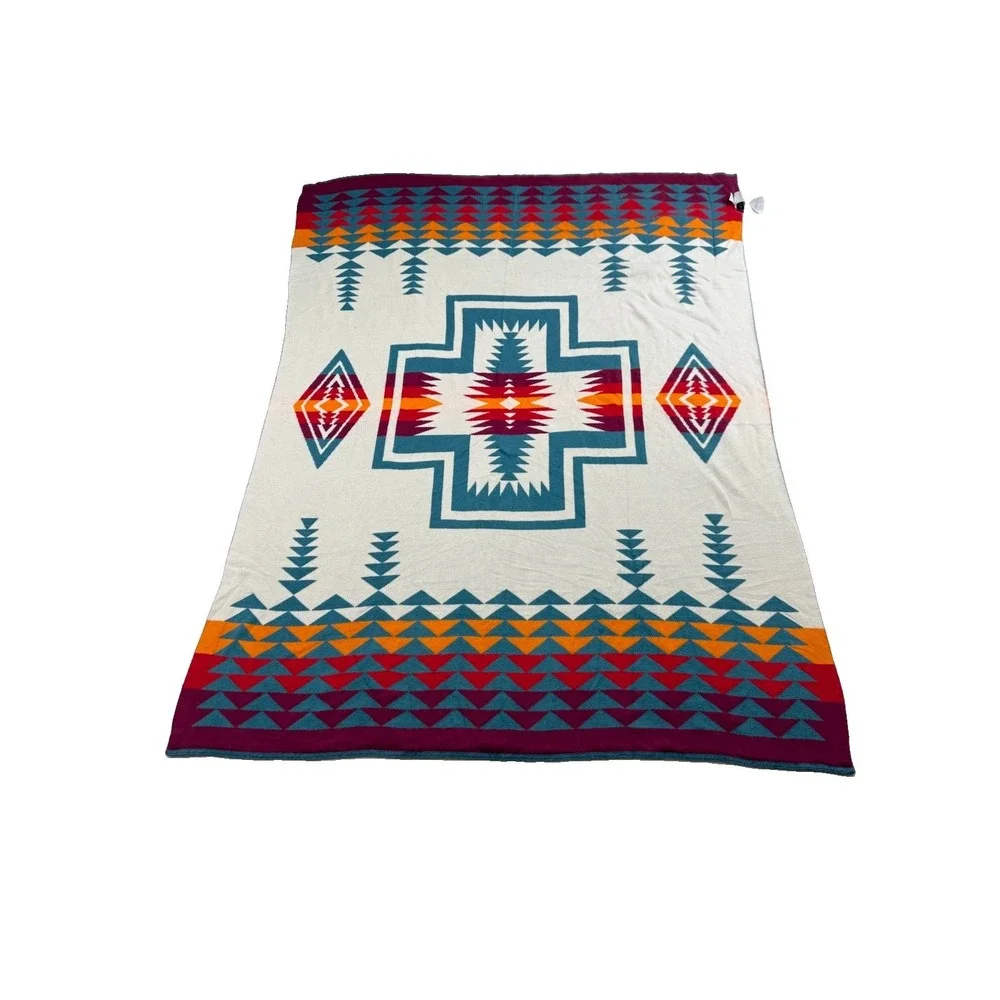 Pendleton Cotton Baby Blanket 30x40 Aztec Teal